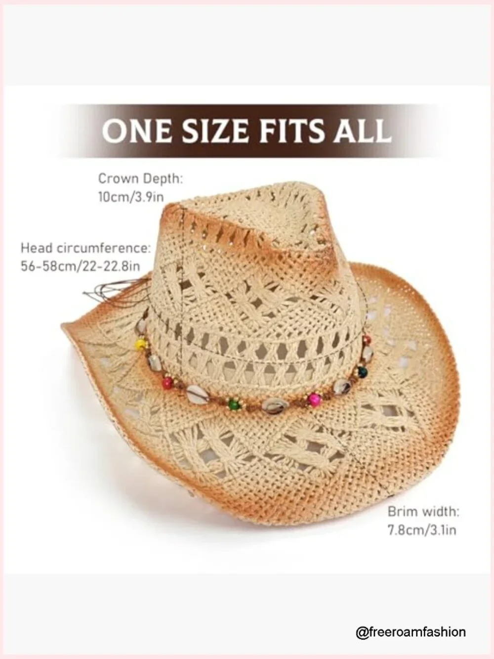 Straw Cowboy Hat Wide Brim Western with Decorative Band
